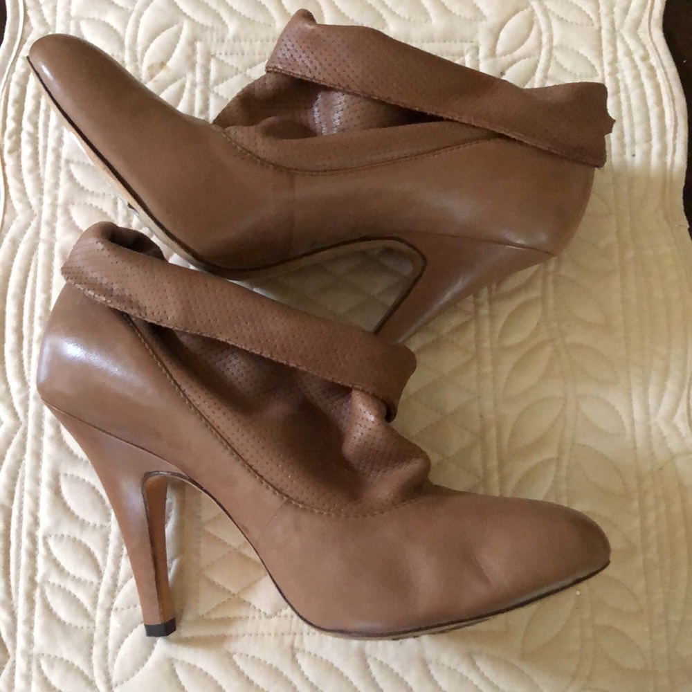 Ash Vintage Ultra soft mixed textured leather buckle fold over heeled booties